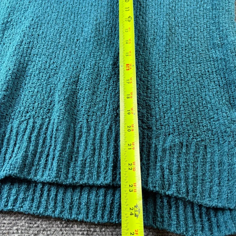 Caslon Cowl Neck Sweater Womens Small Teal Blue Textured Cotton Blend Pullover